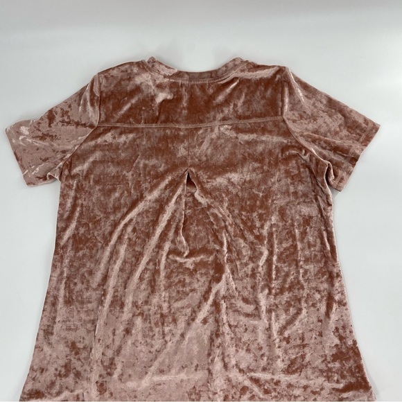 Blush Rose Pink 90s Y2K Crushed Velvet Lace Up Oversized Top - Picture 8 of 10
